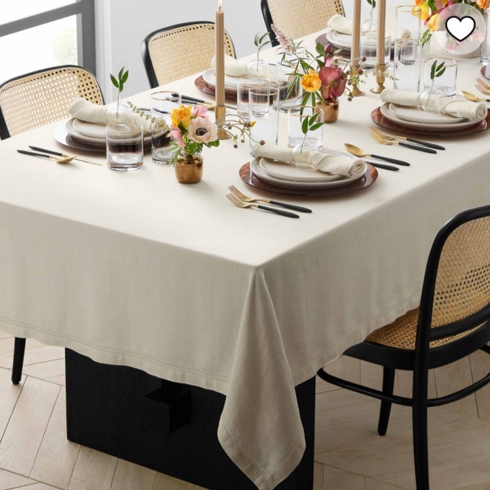 William-Sonoma hemstitched linen table cloth